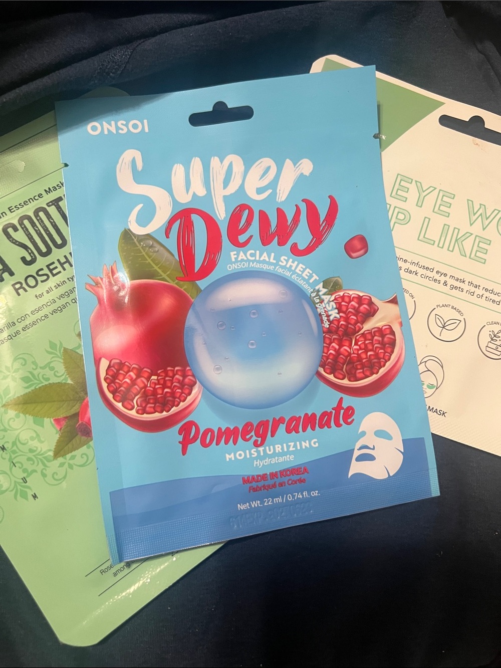 Super Dewy Pomegranate Facial Sheet Mask - Hydrating Pink set of mask
